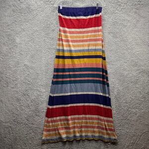 Daily Practice Small Maxi Skirt‎ Multicolor Stripes Soft Casual Beach Vacation